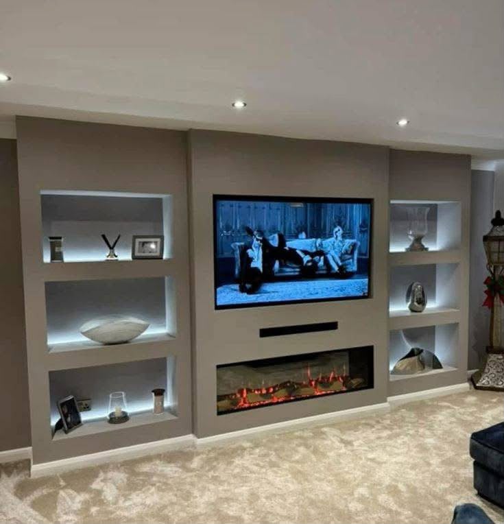 Fireplace and media unit renovation